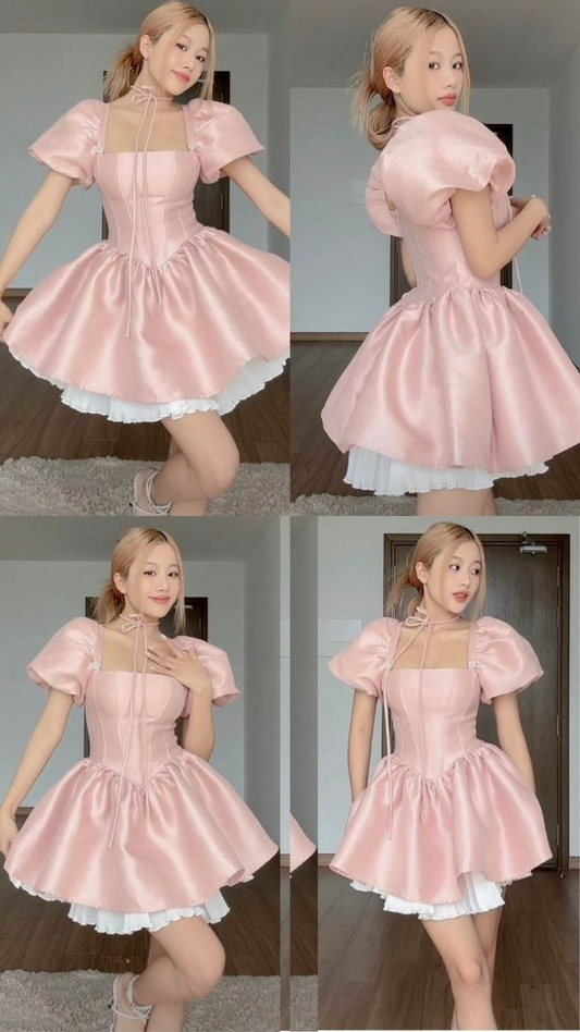 Lovely Pink Off Shoulder A-Line Short Party Dresses Homecoming Dresses, DP5619