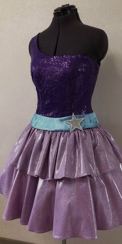 Purple One Shoulder A-Line Layers Short Party Dresses Birthday Outfits, DP5758
