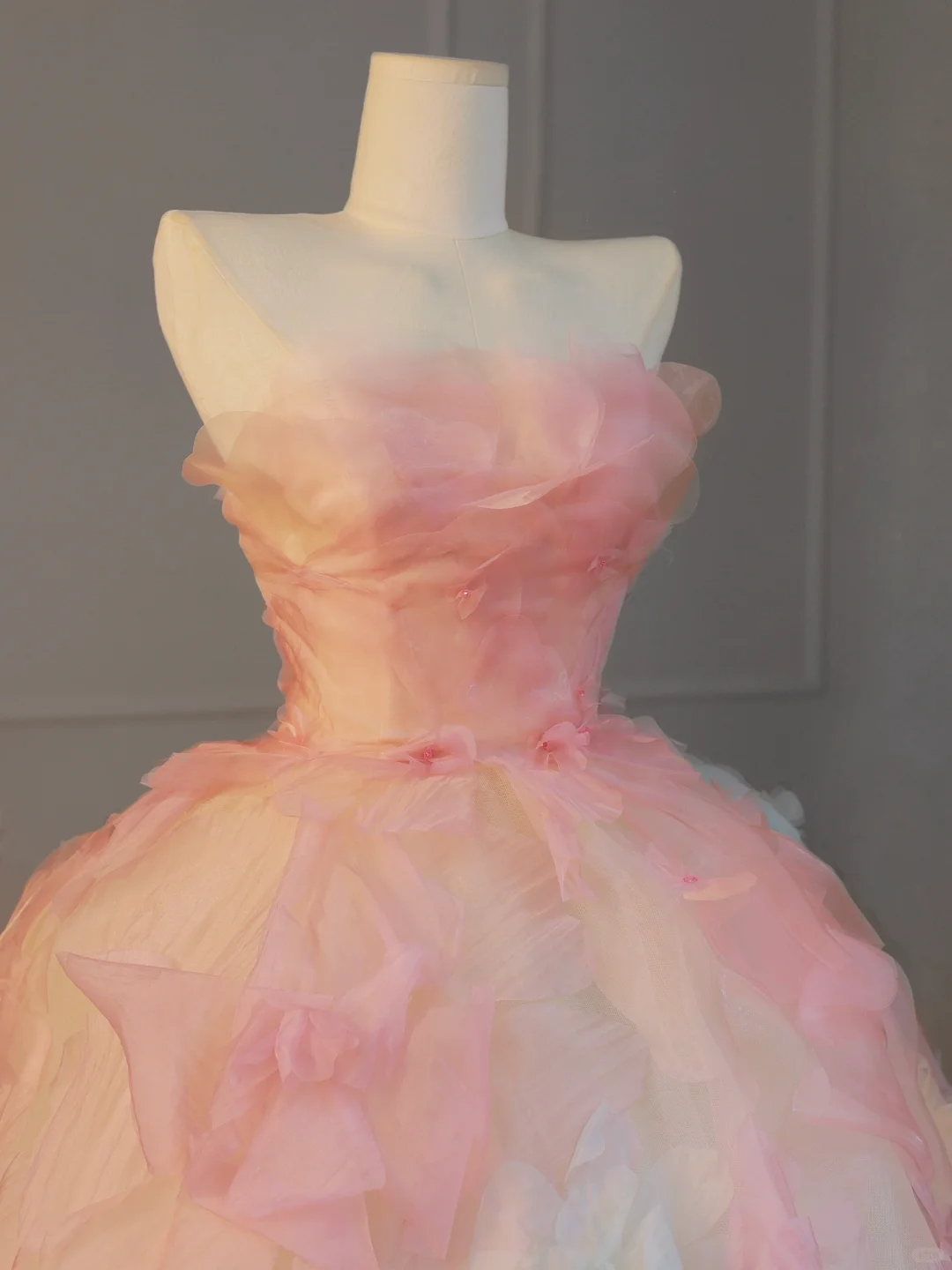 Gorgeous Pink Strapless A-Line Tulle Long Evening Gown Birthday Ball Gown, DP5039