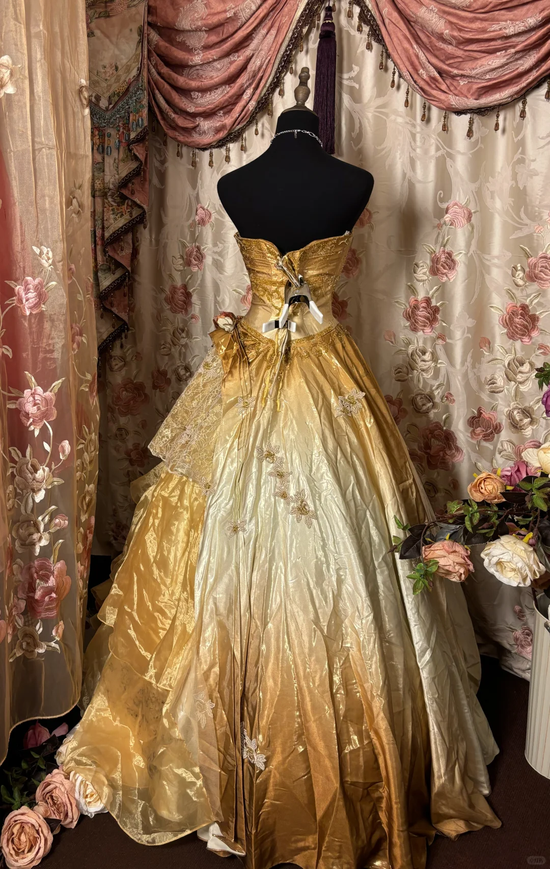 Orange Strapless Ombre A-Line Satin Beading Prom Dress Evening Ball Gown, DP5057