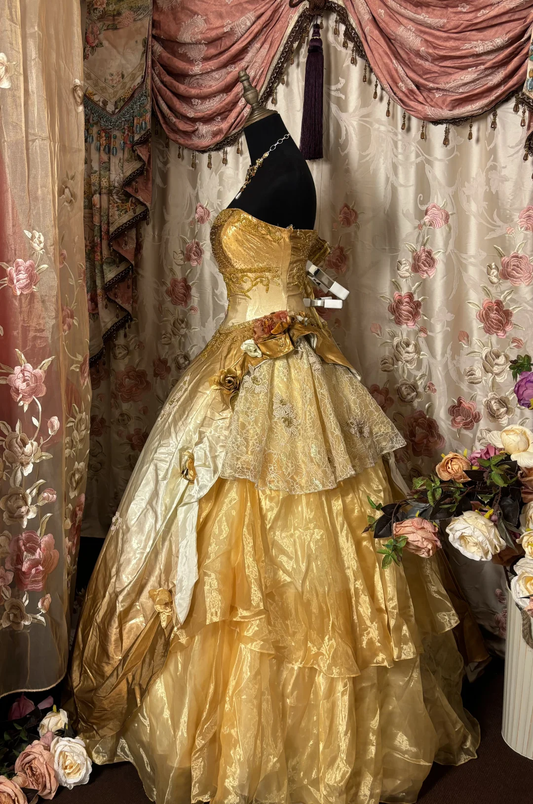 Orange Strapless Ombre A-Line Satin Beading Prom Dress Evening Ball Gown, DP5057