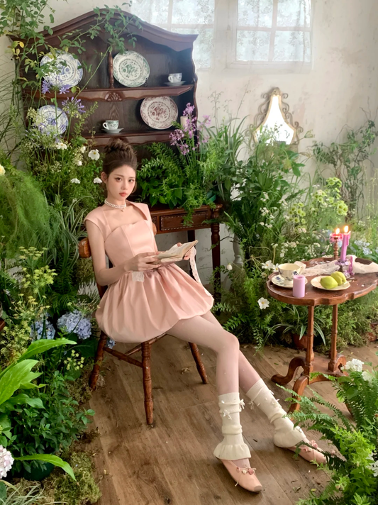 Robe de soirée courte rose style princesse, coupe trapèze, pour 18e anniversaire, tenue de bal DP6254