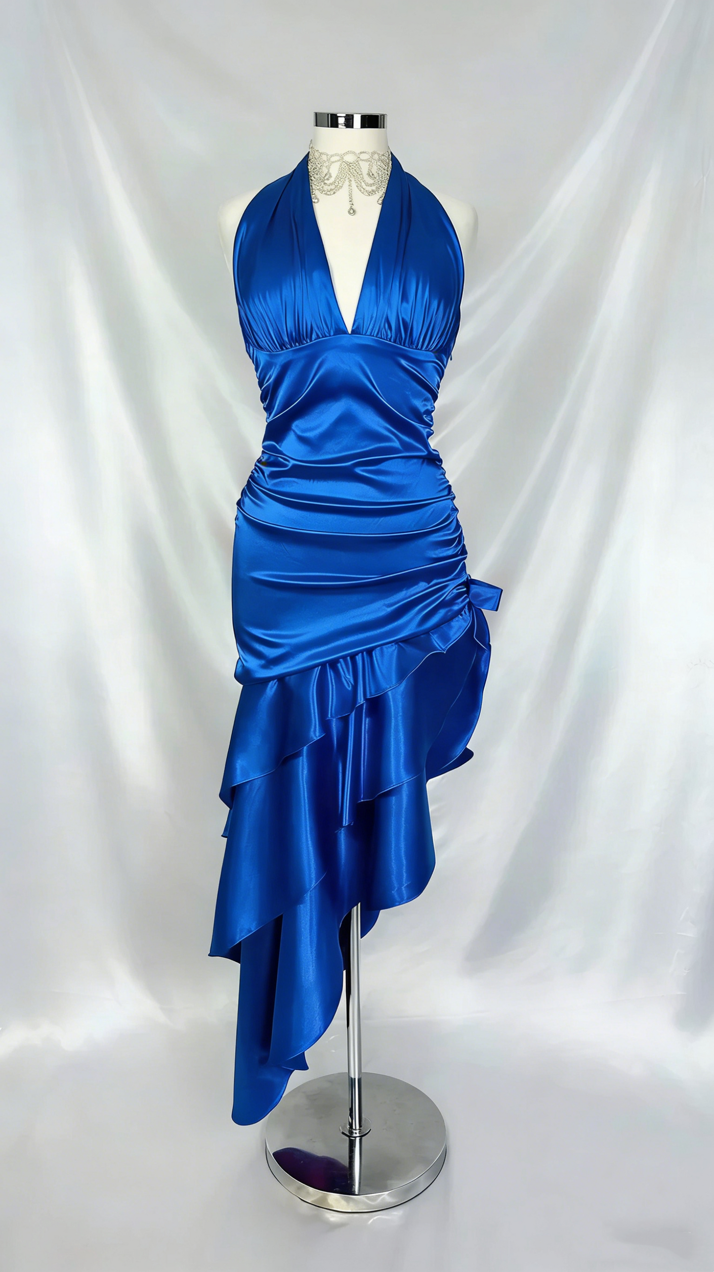 Vintage Wine Red Halter Satin Long Evening Party Dress Birthday Outfits, DP4389