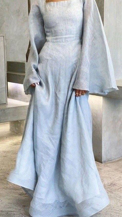 Robe de soirée trapèze bleu clair à manches longues, robe de soirée modeste, DP4981