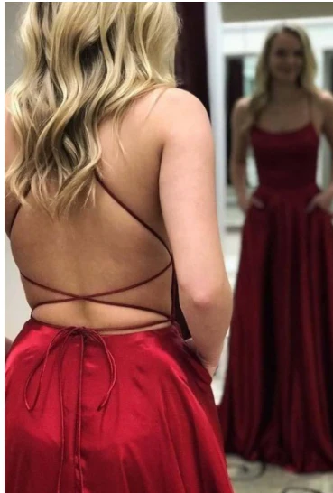 Simple Long Prom Dress with Slit Blue Formal Dress Evening Dress, DS3971