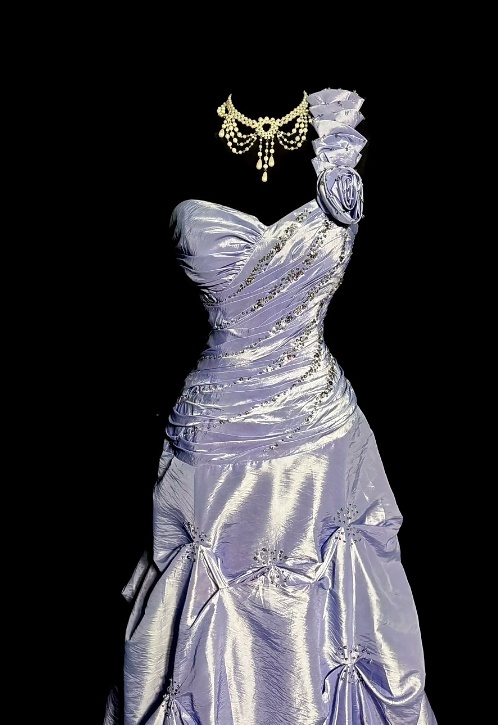 Magnifique robe de bal de quinceañera lavande asymétrique en satin froncé DP7618