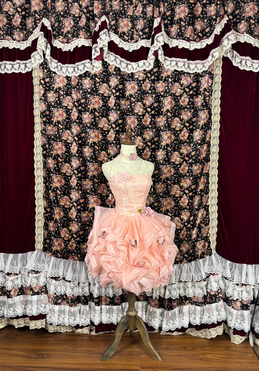 Pink Strapless Applique Beading 3D Flowers Short A-line Tulle Homecoming Dresses Party Dresses, DP5919