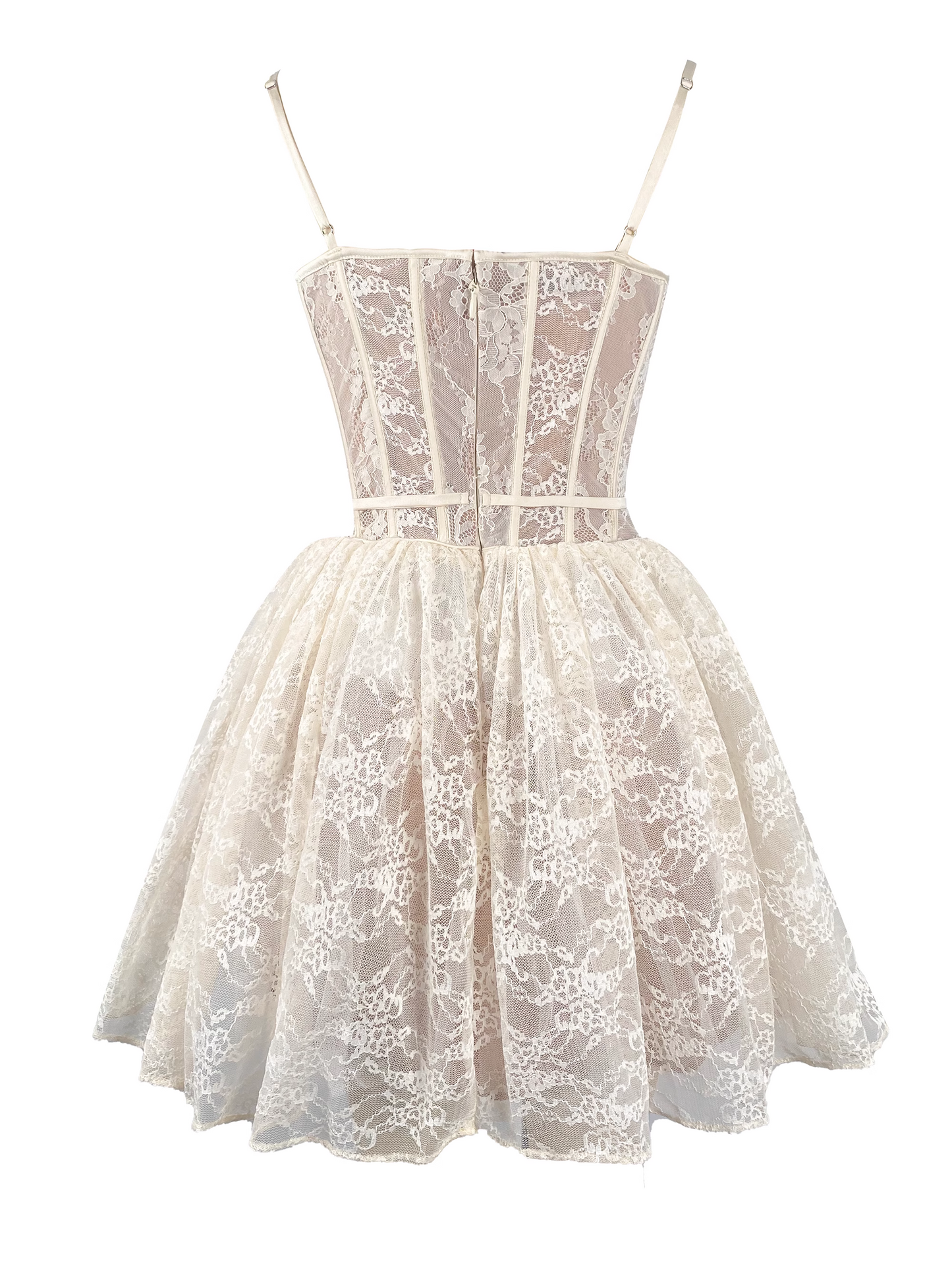 Vintage White Lace Embroidery Spaghetti Strap Design A-line Party Dress Homecoming Dress DP5875