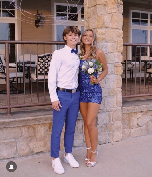 Royal Blue Sequins Sheath Homecoming Dress Short Party Dress, DP3199