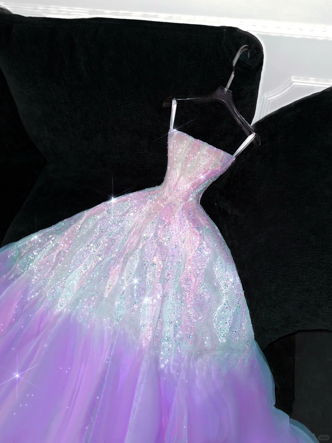 Gorgeous Purple Shiny Sequin Princess Dress Elegant A-Line Floor-length Evening Dress Prom Dresses DP6196