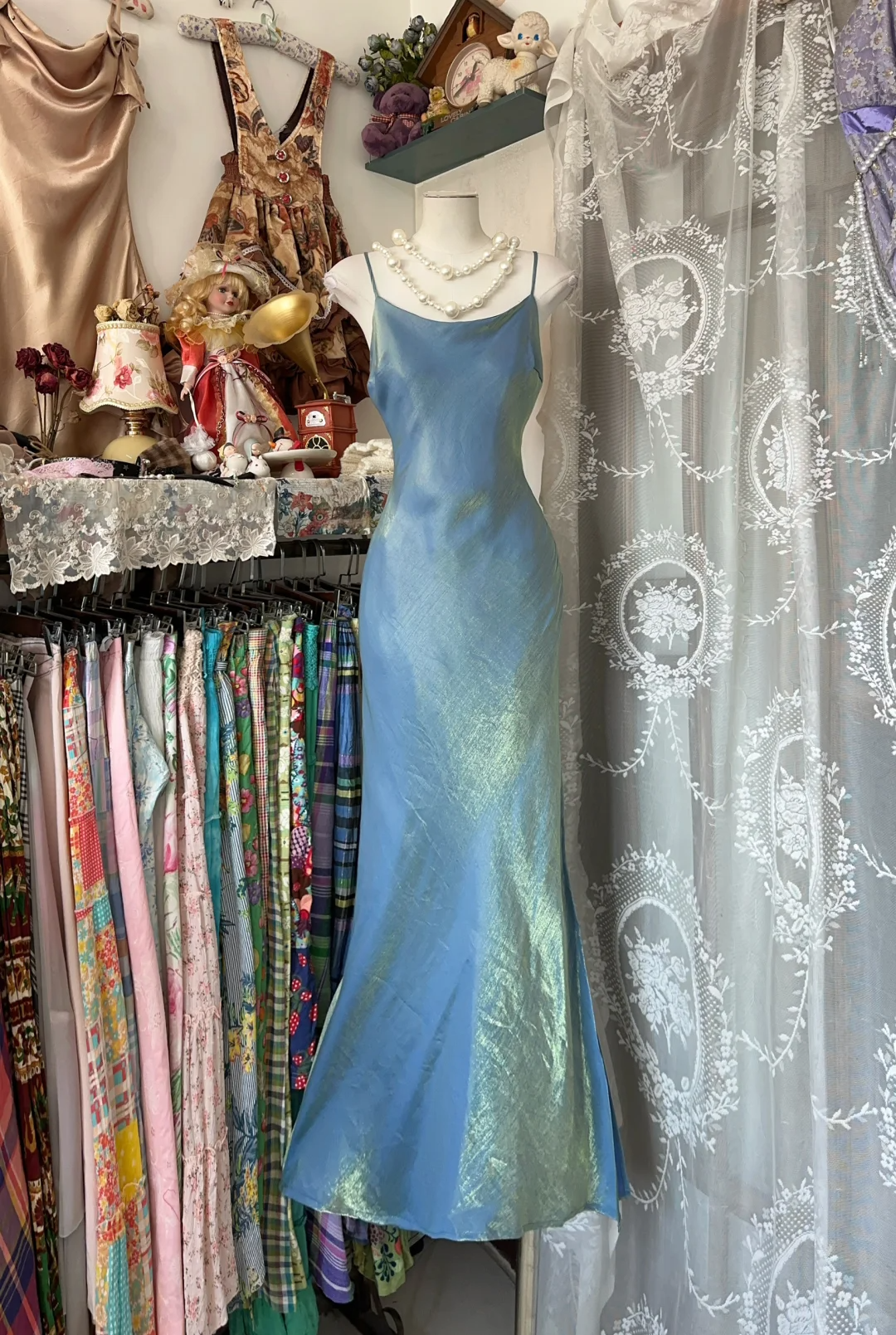 Elegantes blaues Spaghettiträger-Meerjungfrauen-Abendkleid, langes Abendkleid, DP6383
