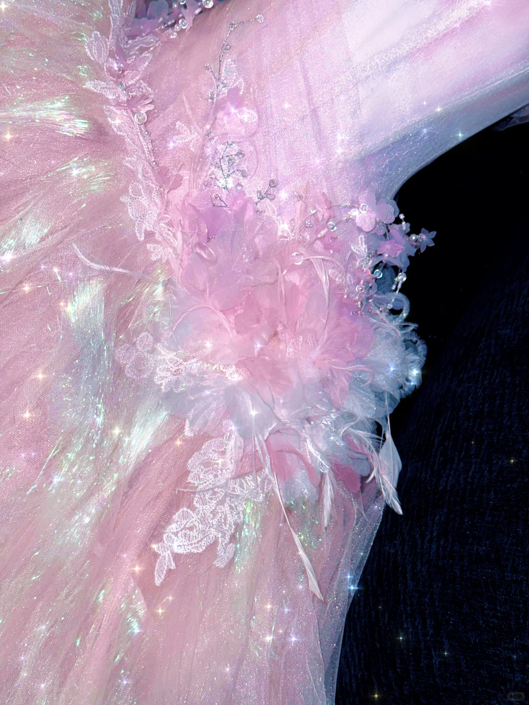 Sparkling Elegant Pink A-Line Tiered Prom Dress Evening Dress Ball Gown DP6231