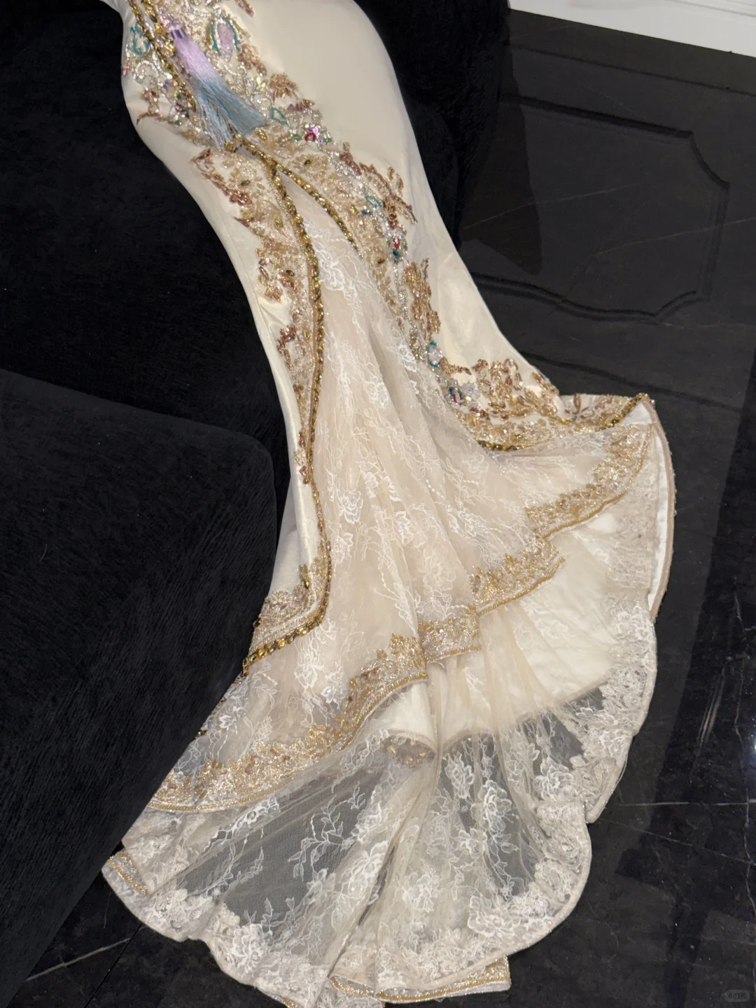Robe de soirée sirène élégante, beige scintillante, ornée de perles et de paillettes, DP6230