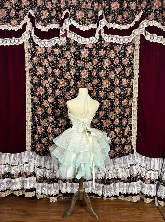 Vintage Sweetheart Applique Perlen Trägerlos A-Linie Elegantes Chiffon Tiered Homecoming Kleid Abendkleid Ballkleider DP6151