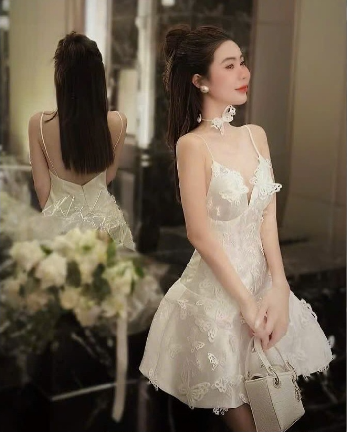 White V Neck Straps Appliques Mini Homecoming Dress Birthday Outfits, DP3126