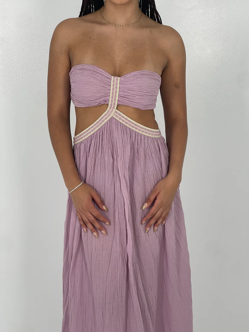 Purple Strapless Cut Out A-Line Long Party Dress,DP609