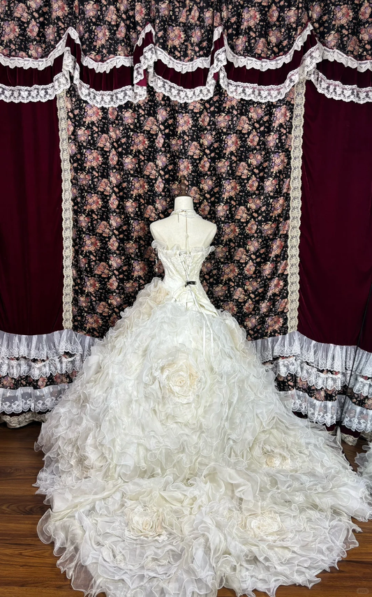 Elegant Ivory Tulle Strapless Pleated Sweet 16th Quinceanera A-Line Floor-length Evening Dress Prom Dress Ball Gown DP6276