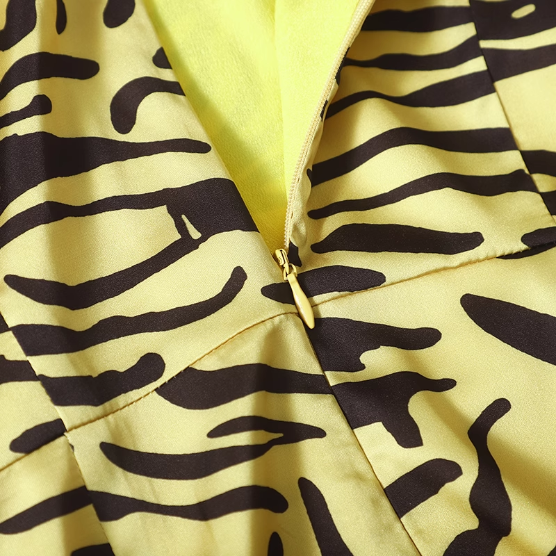 Yellow Leopard Print Off-the-shoulder Design Sheath Party Dress, DP5903