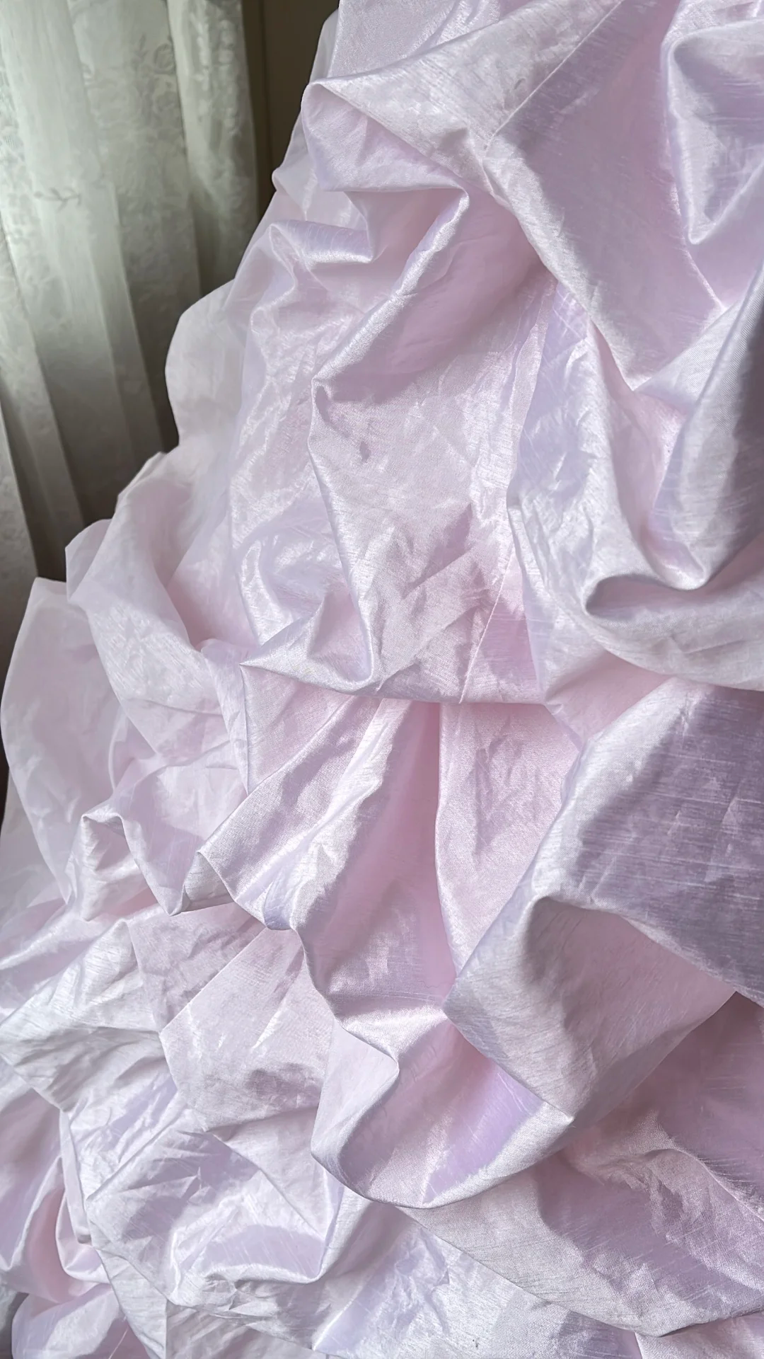 Chic Light Pink Ruffled Tulle Embroidered Spaghetti Strap Sweet 16 Quinceanera Ball Gown DP7365