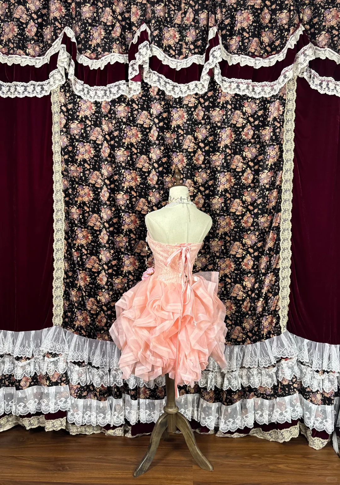 Pink Strapless Applique Beading 3D Flowers Short A-line Tulle Homecoming Dresses Party Dresses, DP5919