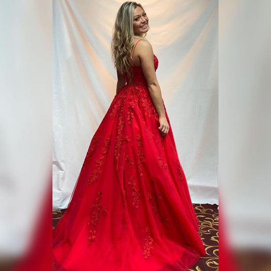 Red Lace Prom Dresses Long, Formal Ball Dress, Evening Dress, Dance Dresses, School Party Gown,DS4272
