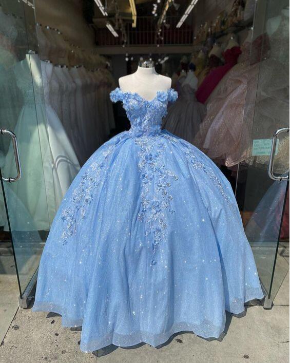 tulle princess off shoulder long formal prom dress, long strapless pink flower appliqués evening dress,DS4569