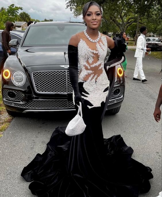 Black Girl Luxurious Mermaid Sexy Evening Dresses Velvet Prom Dresses DSProm Black Girl Luxurious Mermaid Sexy Evening Dresses Velvet Prom Dresses DSProm