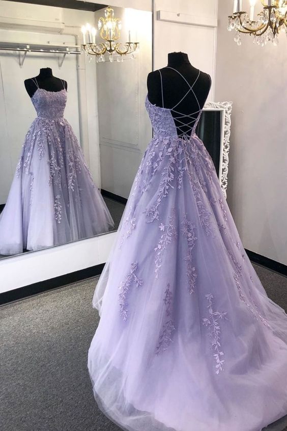 Gorgeous Backless Purple Lace Long Prom Dress 2020, Open Back Purple F DSProm Gorgeous Backless Purple Lace Long Prom Dress 2020, Open Back Purple F DSProm