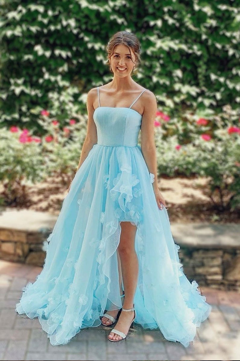 Robe de bal longue en tulle bleu, robe de soirée bleue, DS2153