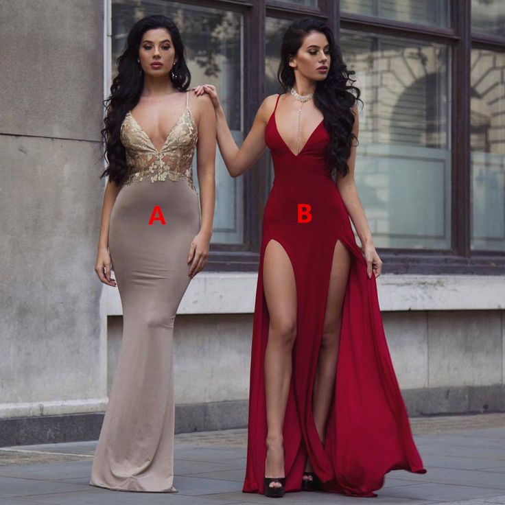 Verschiedene Stile Jersey Rückenfreies Träger V-Ausschnitt Ballkleid, DS4732
