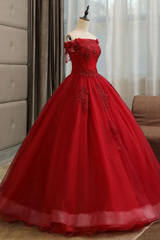 Burgunder Tüll Spitze lange Ballkleid Burgund Tüll Abendkleid, DS2331