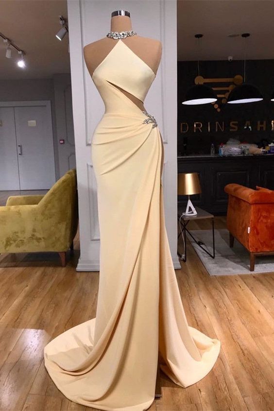 Schlichtes elegantes ärmelloses langes Abendkleid, DS4675