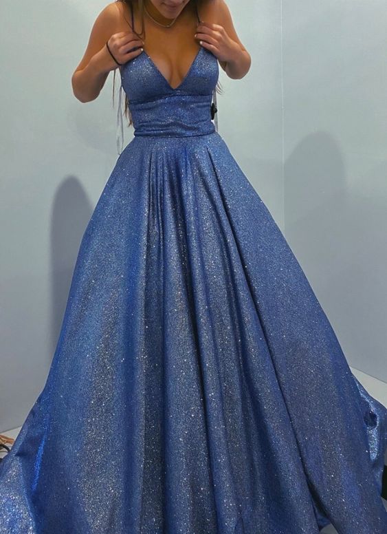 A-Linie V-Ausschnitt Spaghettiträger Tüll Langes Brautkleid,Rückenfreies Weißes Brautkleid Günstig Online,Elfenbein Partykleid,DS4783