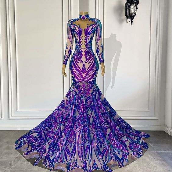 Robes de bal violettes, robes de bal sirène, robes de soirée 2022, robes de bal à fleurs faites à la main, robes de soirée sur mesure, robes de soirée nouvelle arrivée, robes de soirée scintillantes, DS4919