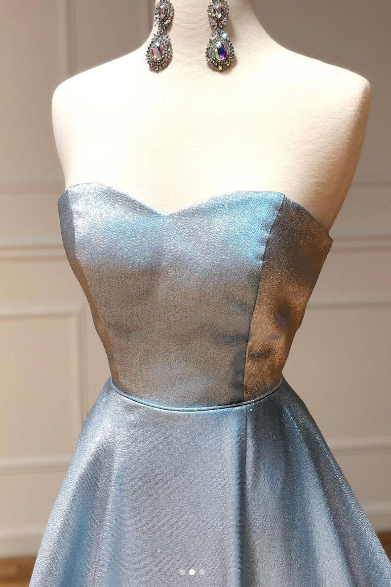 Robe de bal longue bleue simple en forme de cœur, robe de soirée longue bleue, DS2339