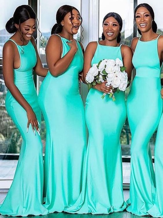 Floor Length Mermaid Sleeveless Long Turquoise Bridesmaid Dresses,DS48 DSProm Floor Length Mermaid Sleeveless Long Turquoise Bridesmaid Dresses,DS48 DSProm