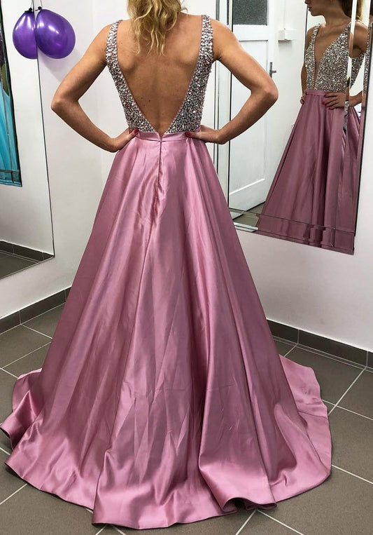 Backless Sexy Long Prom Dress With Beading Custom-made School Dance Dress Fashion Wedding Party Dress,DS4250