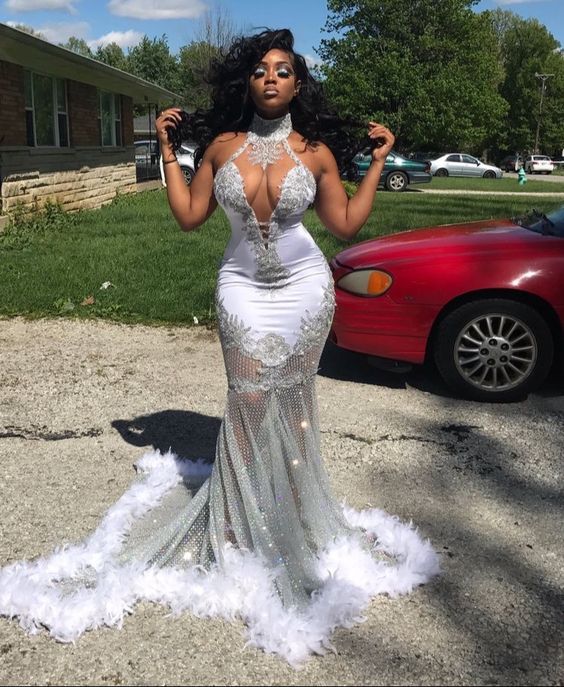 Sexy Prom Dress Mermaid Black Girl Prom Dresses Silver Black Girls Lon DSProm Sexy Prom Dress Mermaid Black Girl Prom Dresses Silver Black Girls Lon DSProm