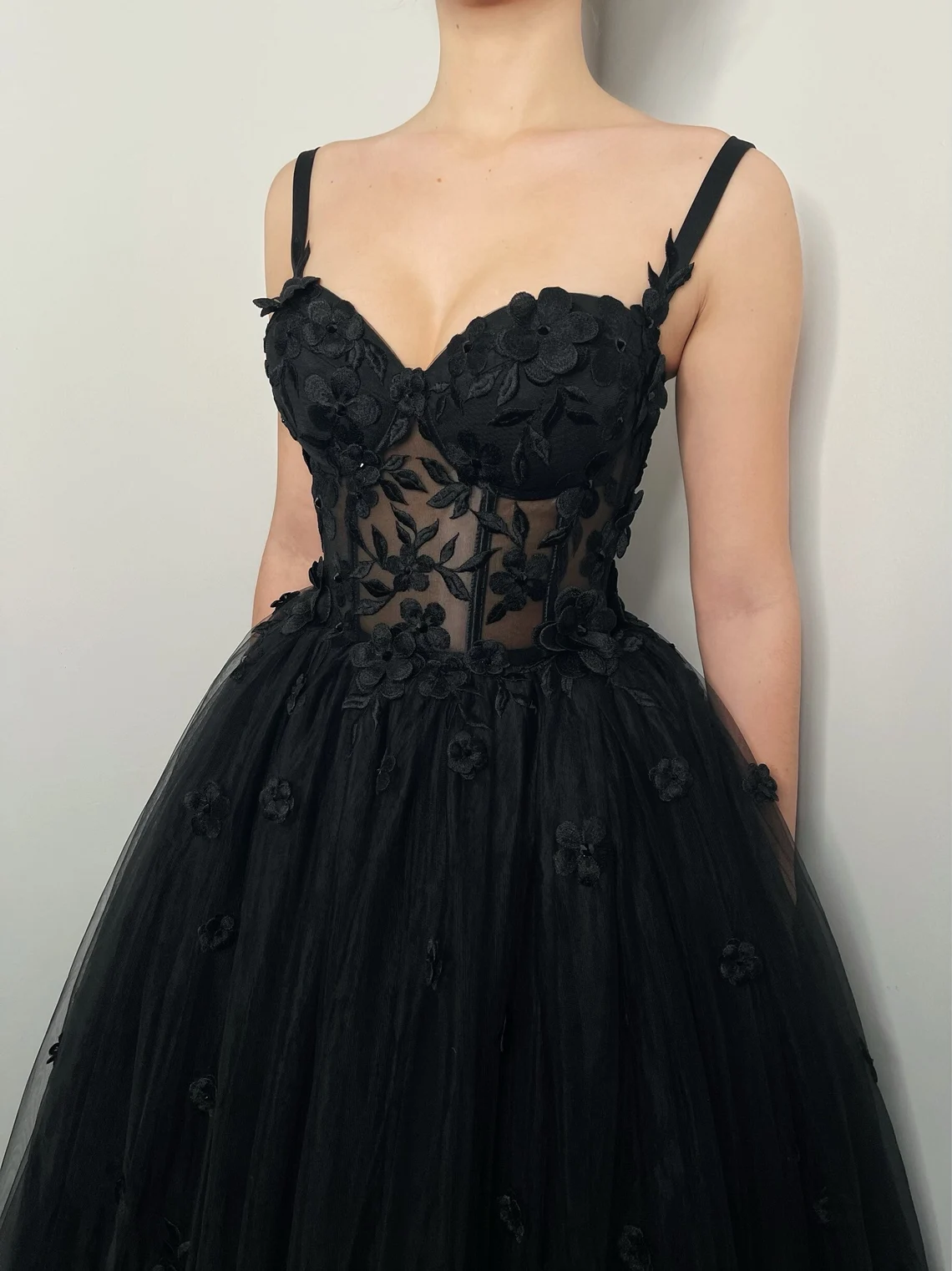 Black Gothic 3D floral sparkly corset dress with straps,EQ9648 DSProm Black Gothic 3D floral sparkly corset dress with straps,EQ9648 DSProm