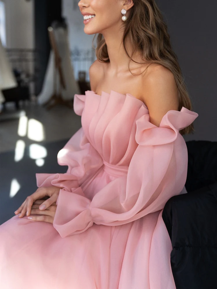 New Arrival Pink Tea-Length Sexy Off Shoulder Prom Dresses,BD1498