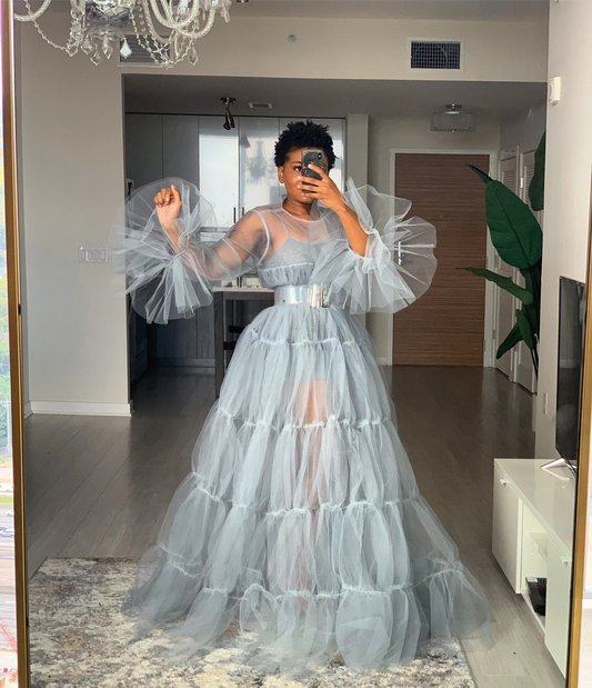 Maßgefertigtes transparentes 70er-Jahre-Kleid, DS4592