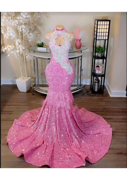 Robe de soirée longue sirène à paillettes, personnalisée, DS5153