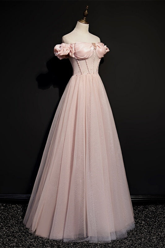 Pink Princess Dress with Off the Shoulder,DS3493