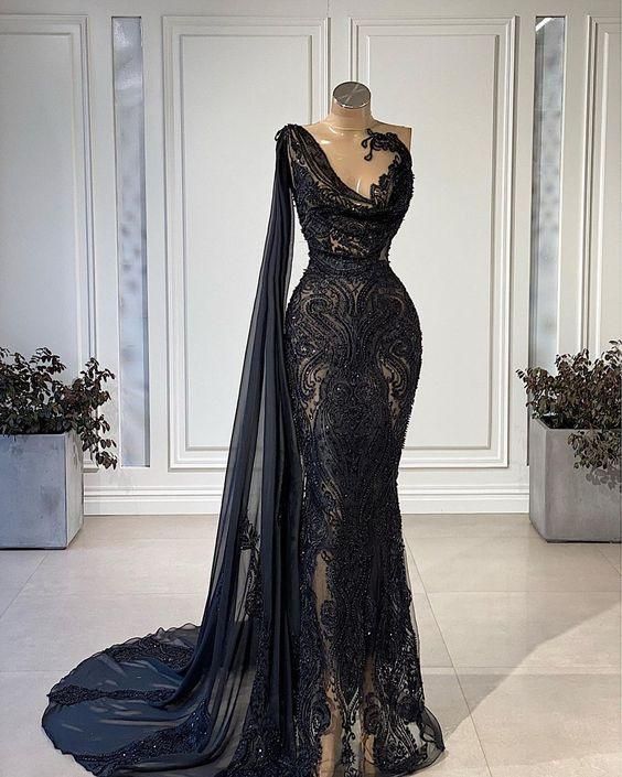 Robe de soirée noire sexy, robe de bal, DS4672