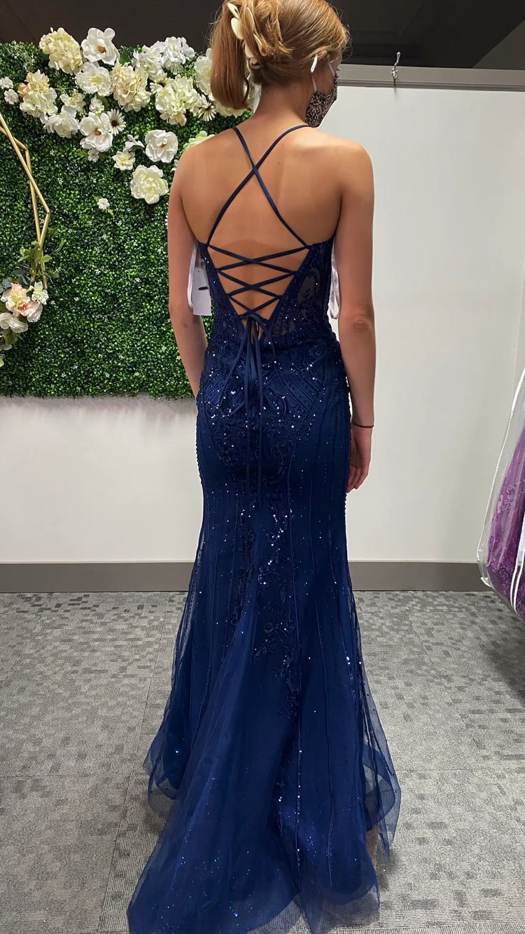 Robe de bal sirène bleu roi dos nu, robes de soirée modestes, DS4521