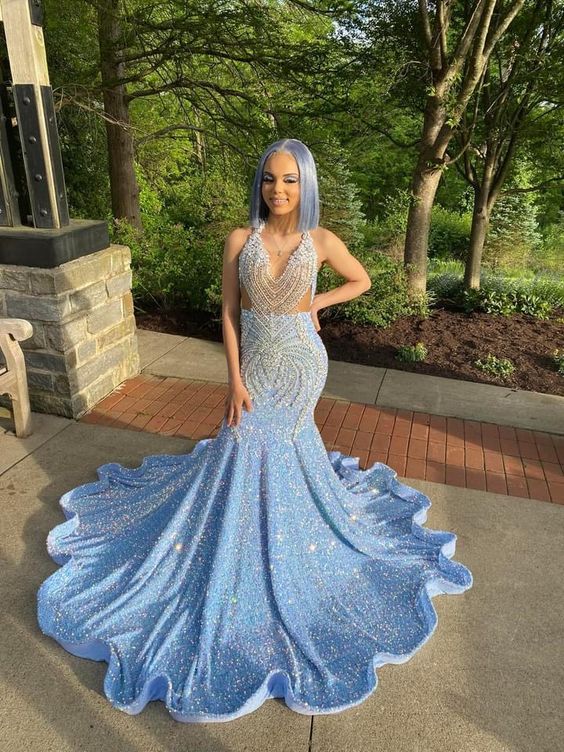 18 Birthday Outfit Evening Dress Custom Made Black Girl Mermaid Blue P DSProm 18 Birthday Outfit Evening Dress Custom Made Black Girl Mermaid Blue P DSProm