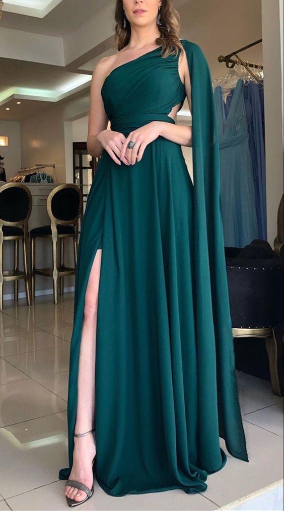 Smaragdgrün Brautjungfernkleider Chiffon Ballkleid Abendkleid, DS4131
