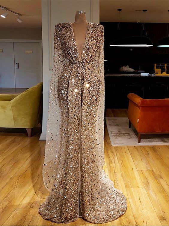 Elegantes Ballkleid mit tiefem V-Ausschnitt, DS4746