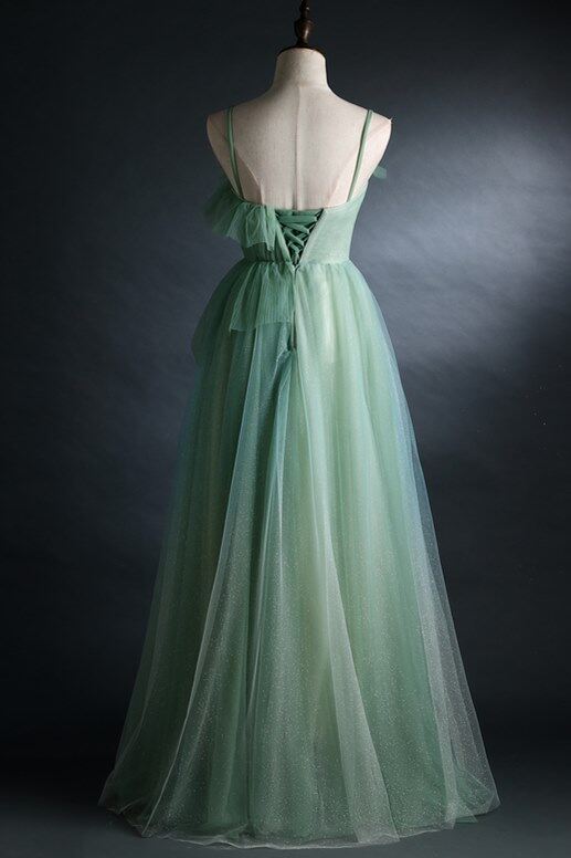 Spaghetti Straps Pink Tulle Long Formal Dress,DS3487