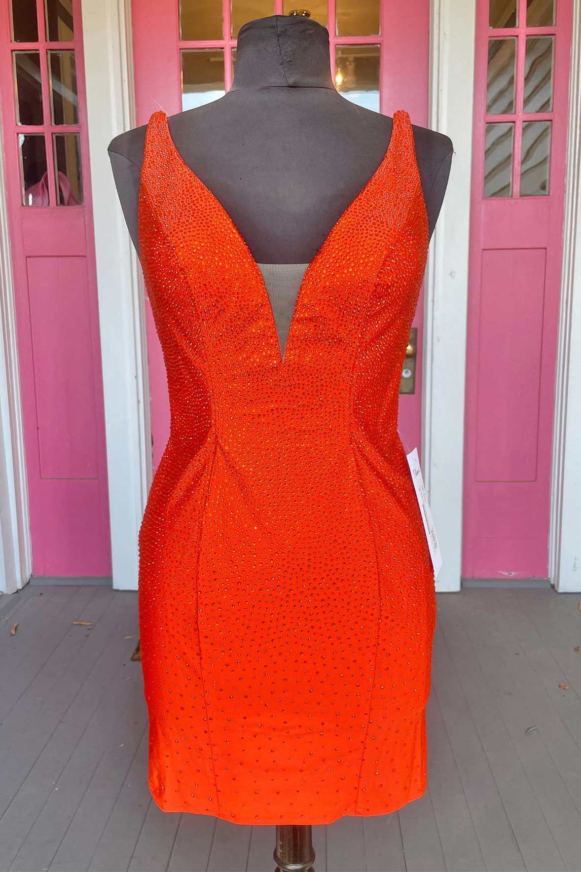 Dark Blue Beaded Plunge Neck Bodycon Mini Party Dress,DS4569